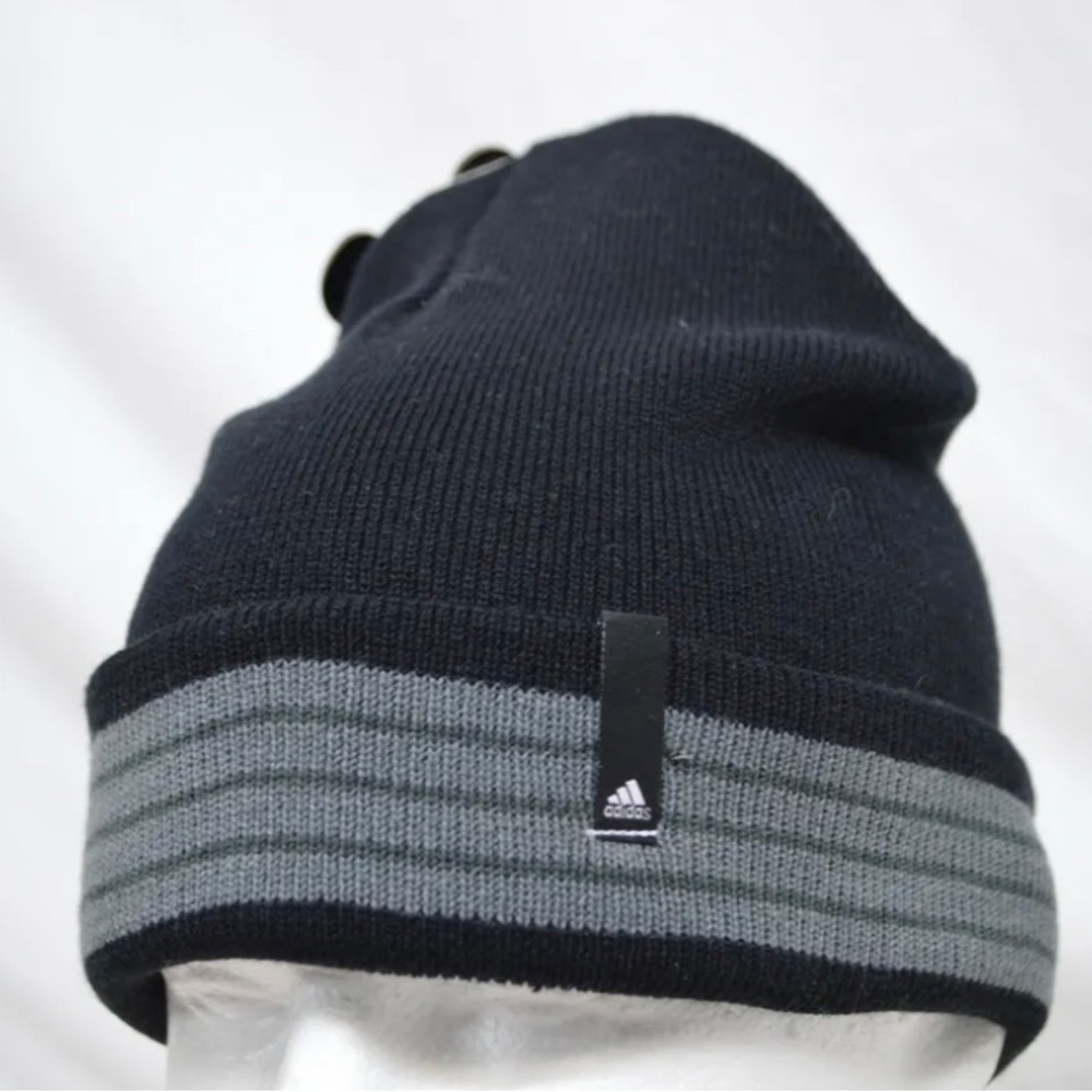 Adidas Men's Core Fold ll Beanie Knit Hat Black Gray NWT